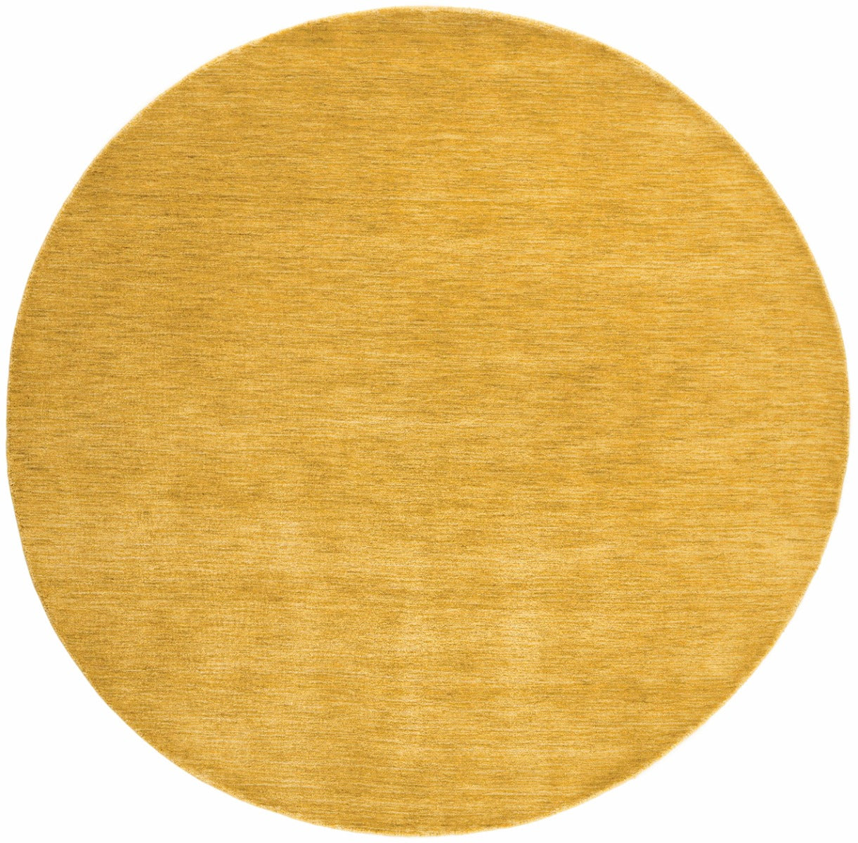 plain yellow wool circle rug