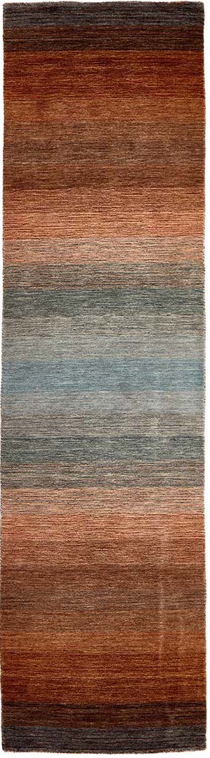 brown, red, grey, blue and black ombre runner

