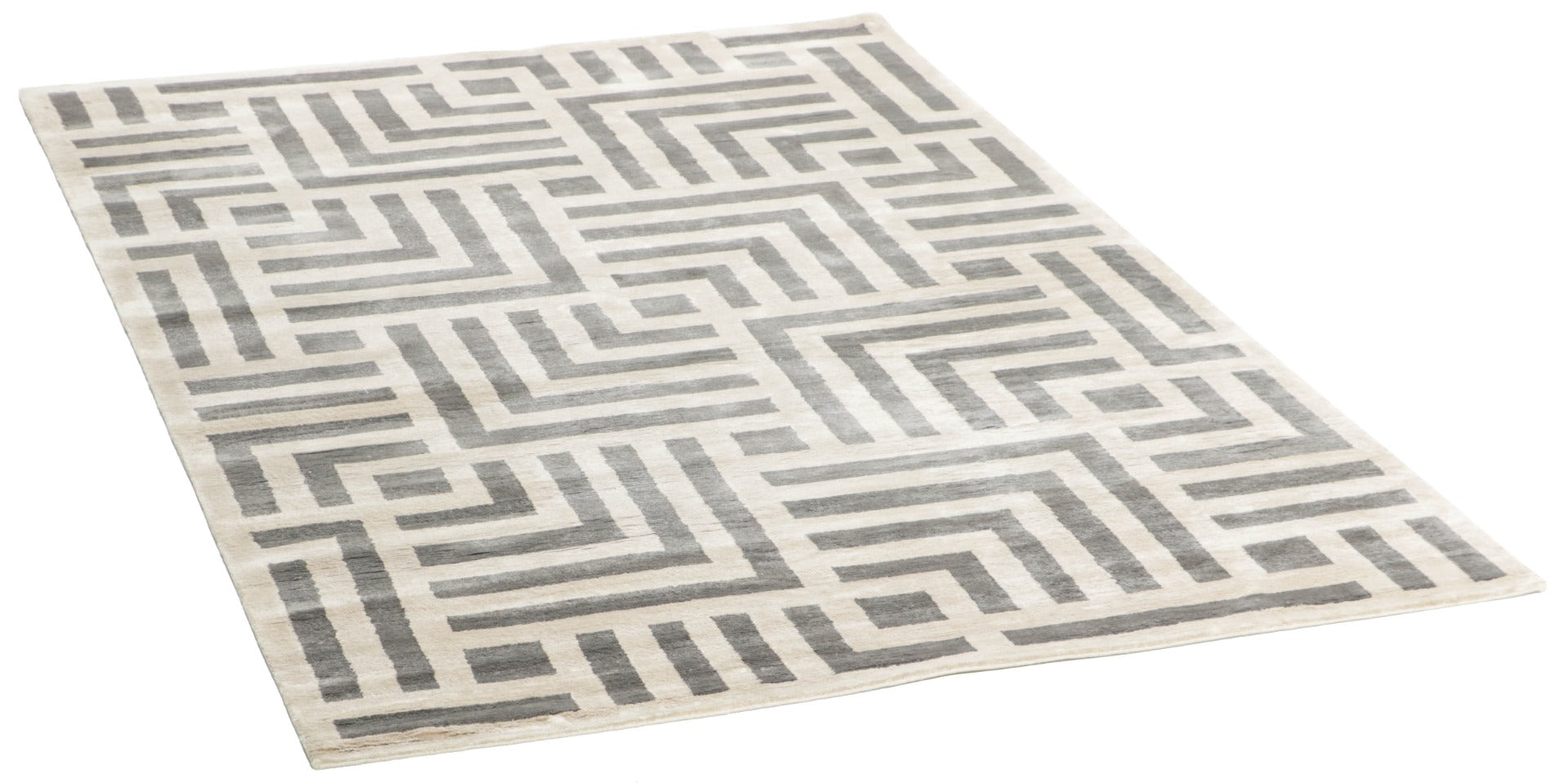 geometric area rug in grey and white