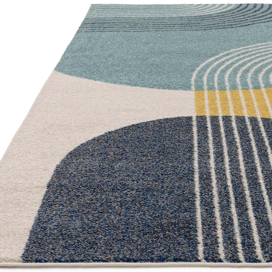 Muse Blue Retro Flatweave Rug MU15 | Asiatic Rugs Ireland