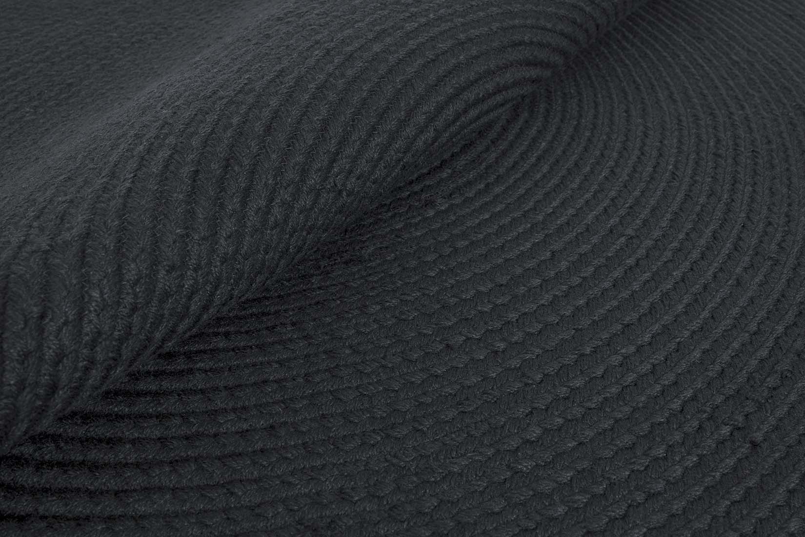 dark grey woven indoor/outdoor circle rug
