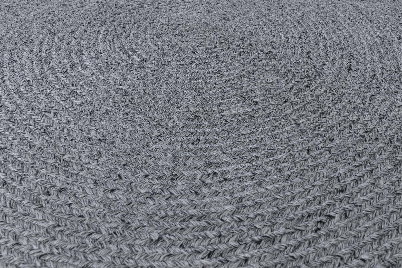 plain grey woven indoor/outdoor circle rug
