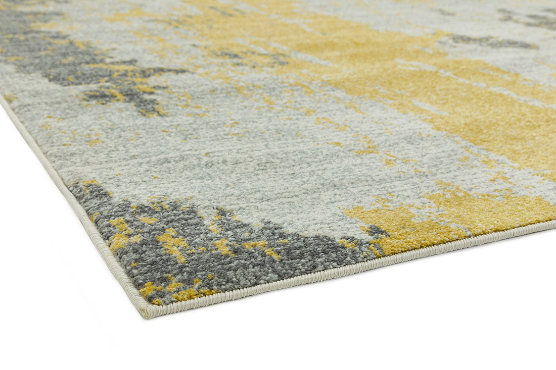 yellow and grey abstract rug