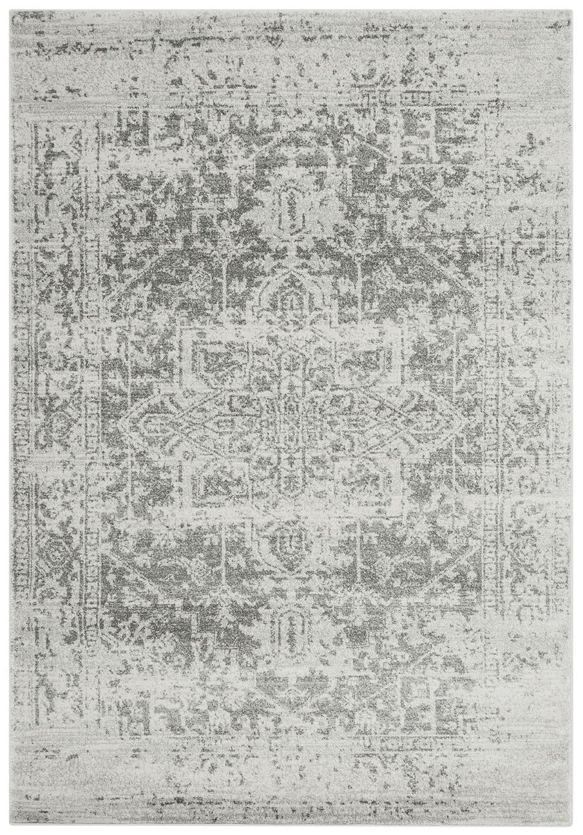 grey rug with an oriental design