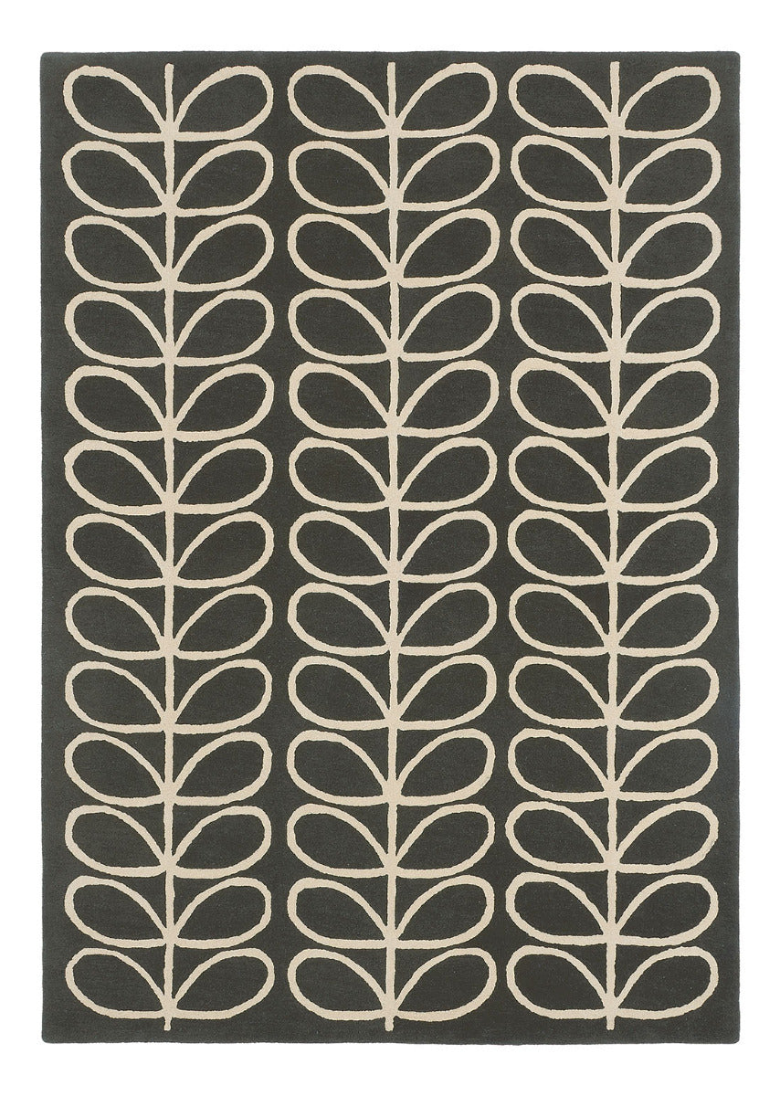 orla kiely giant linear stem slate rug - grey rug with a leaf design