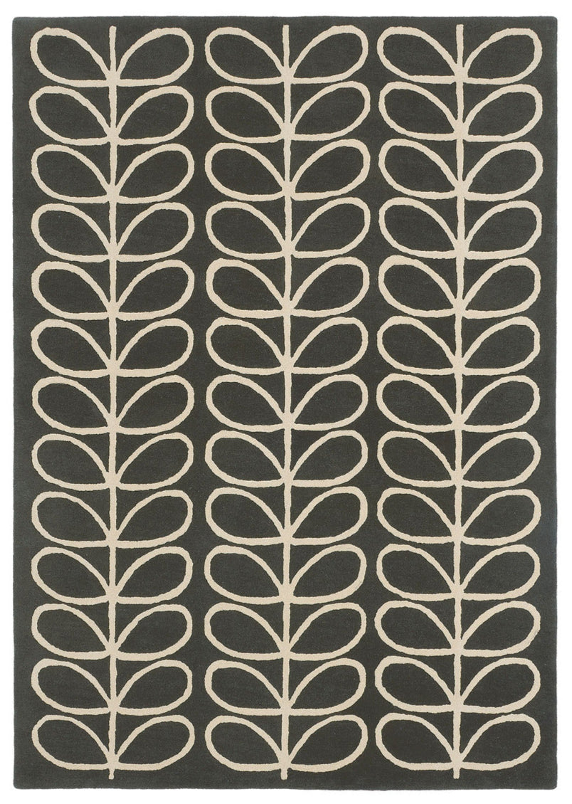 orla kiely giant linear stem slate rug - grey rug with a leaf design