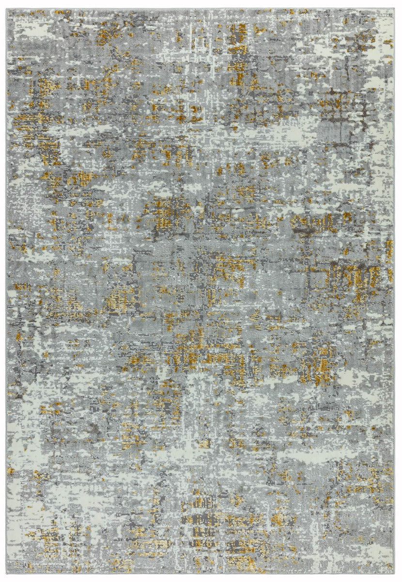 abstract yellow and grey rug