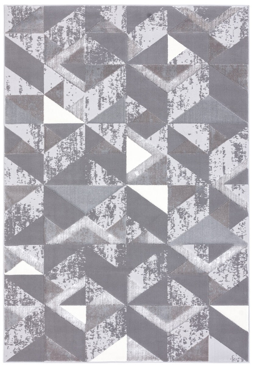 silver geometric rug