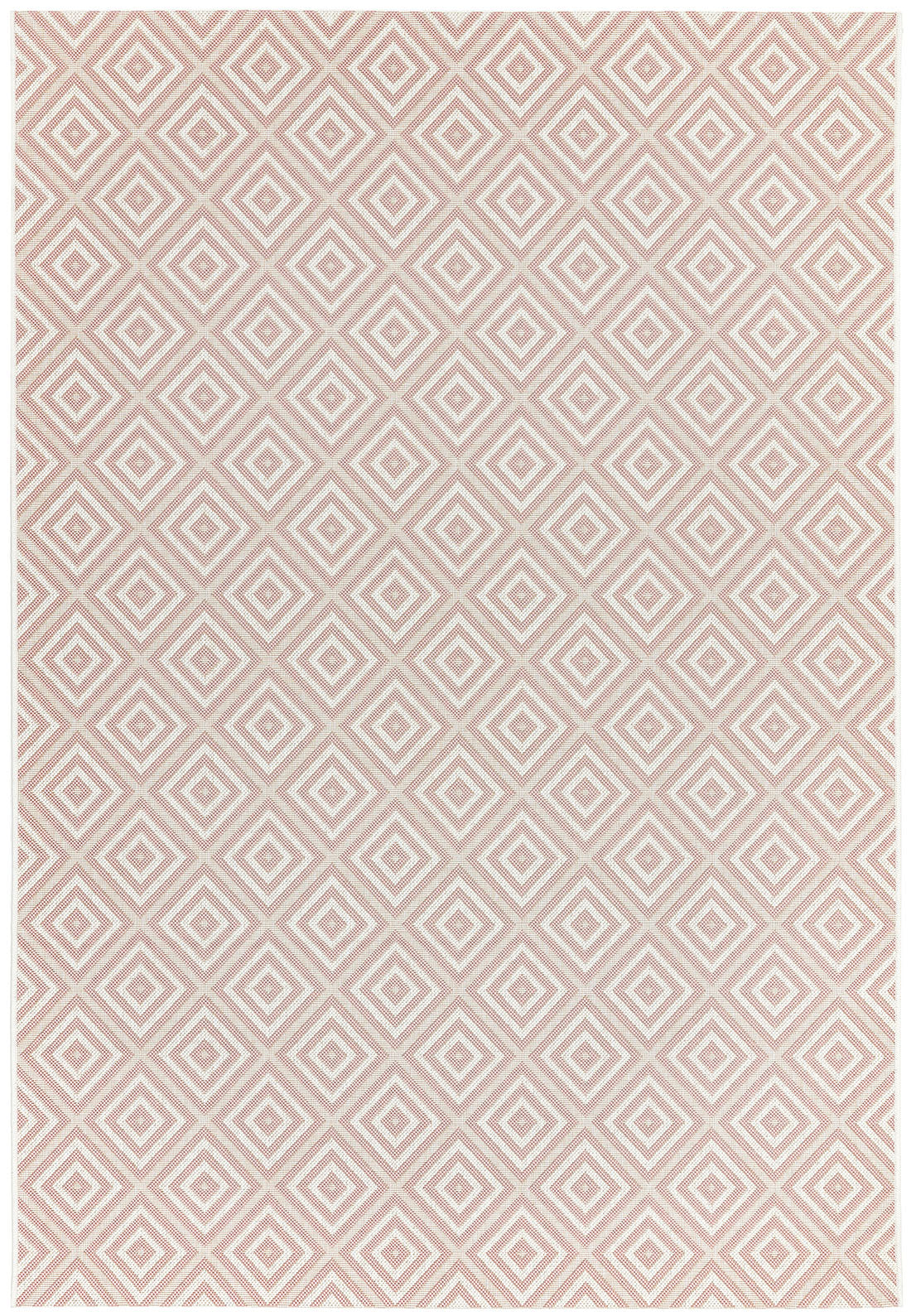 pink and white geometric rug for indoors and outdoors