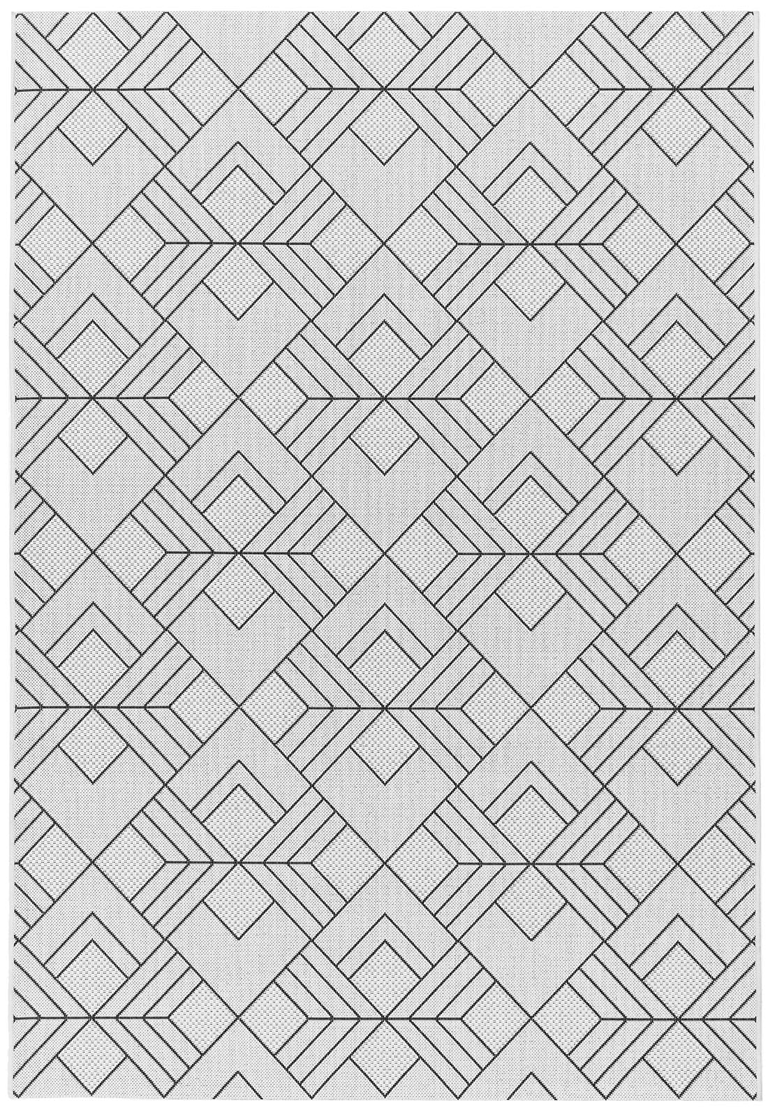 indoor/outdoor black and white geometric rug