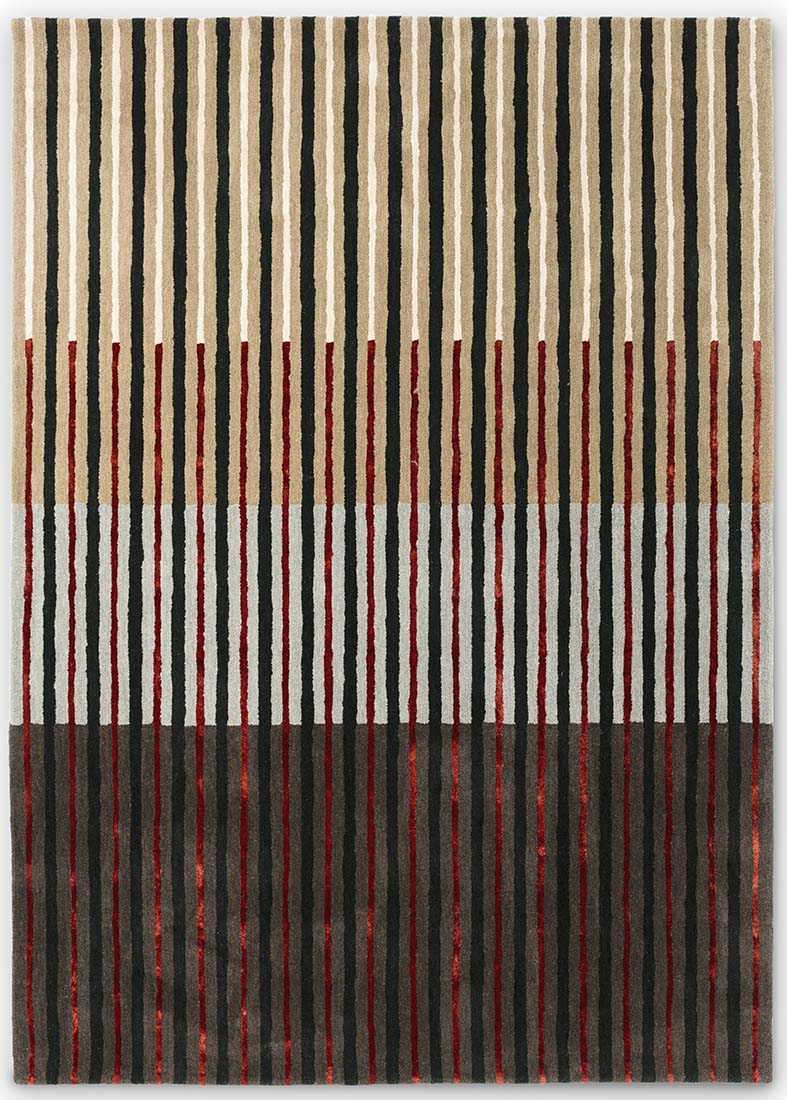 multicolour wool custom size rug with modern stripe pattern 
