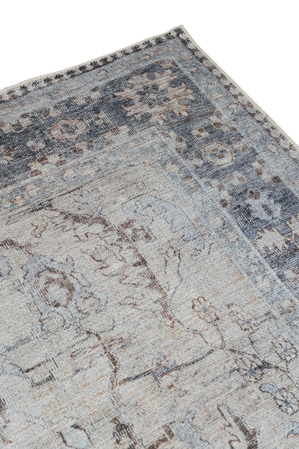 Blue bordered vintage style rug
