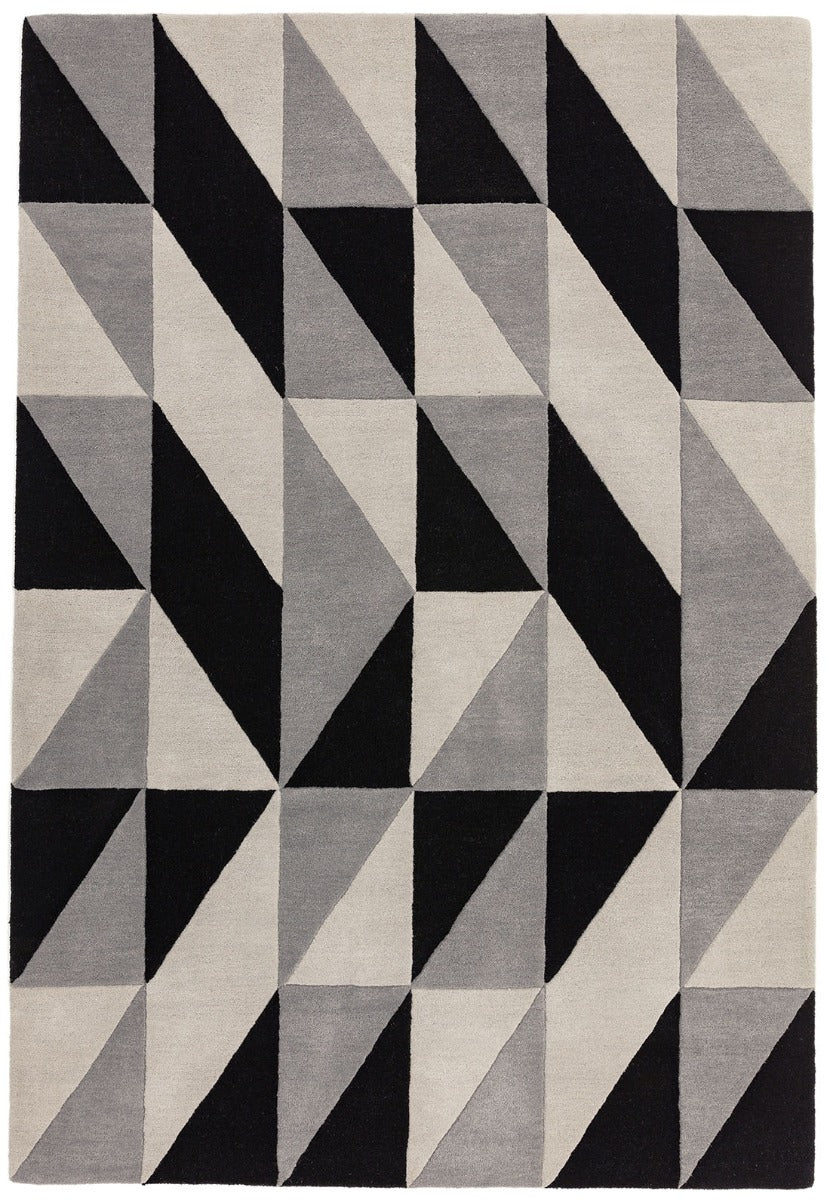 monochrome black and white geometric rug