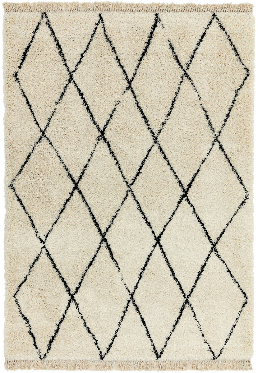 cream and black moroccan style rug