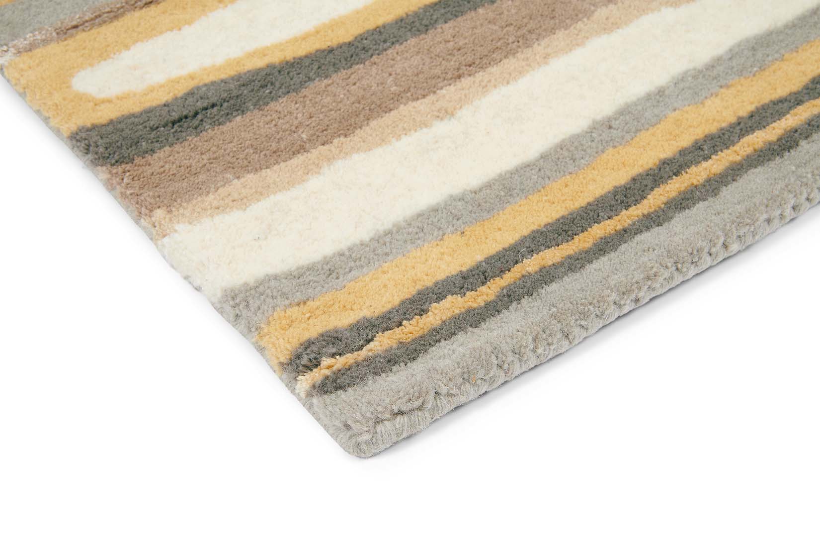 Rectangular rug with abstract stripe pattern in beige