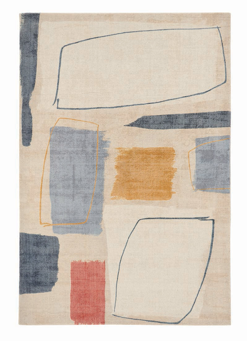 wool rug with a multicolour abstract design
