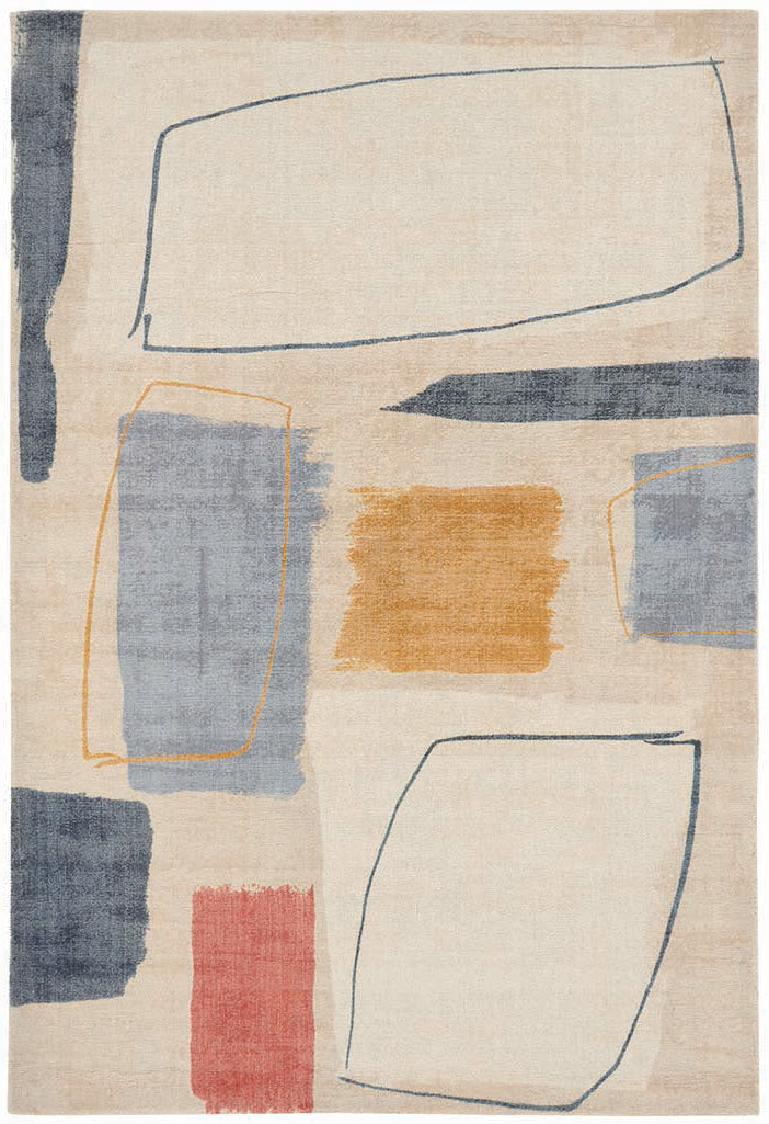 wool rug with a multicolour abstract design