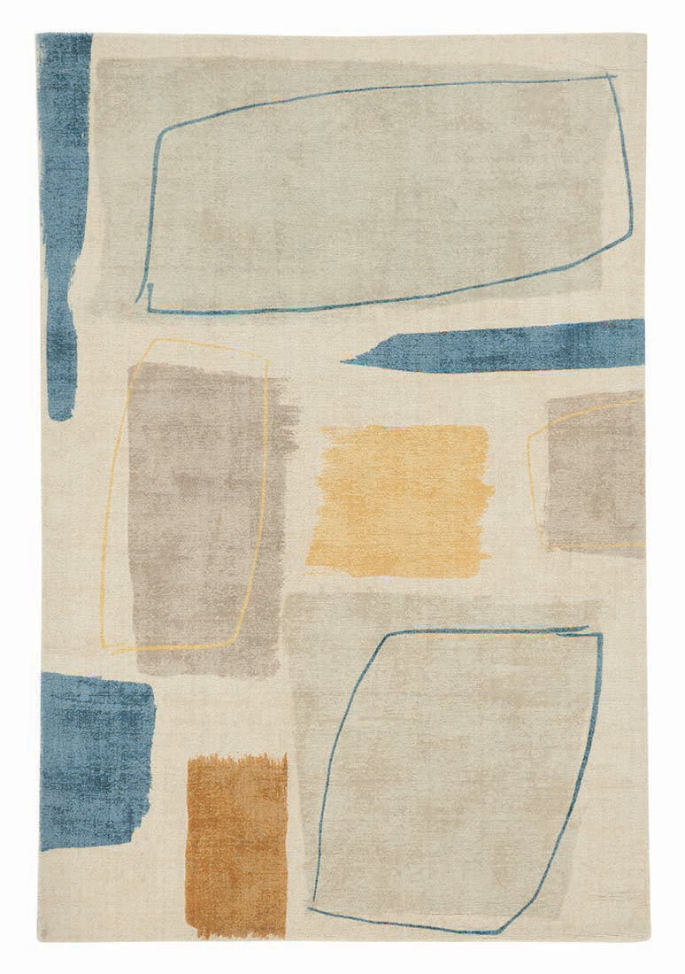 wool rug with a multicolour abstract design