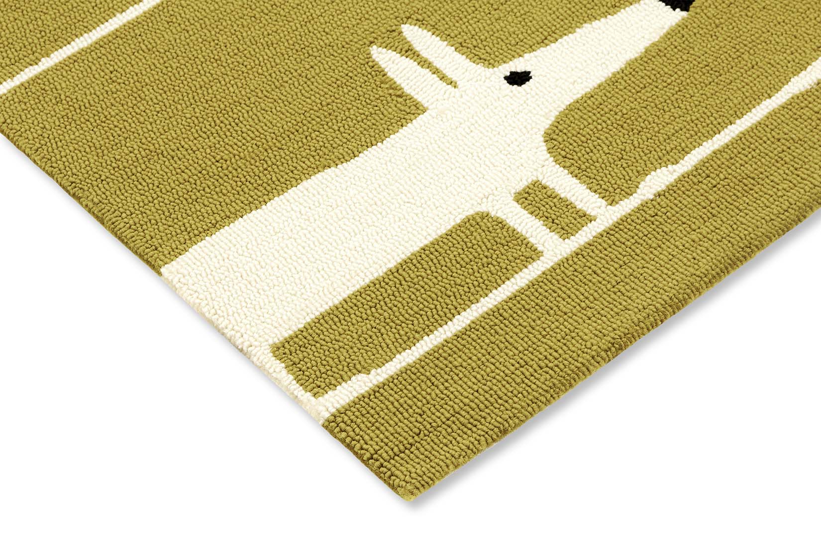 cream and mustard indoor/outdoor rug with fox print

