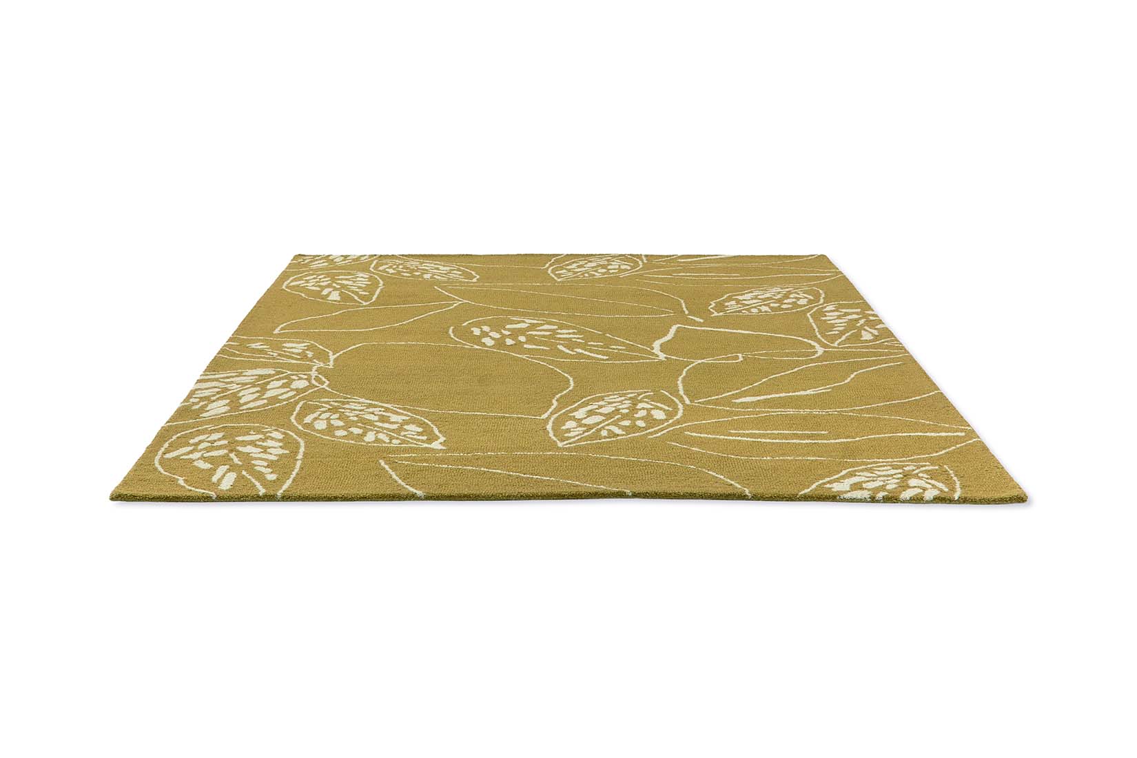 yellow rug with floral pattern

