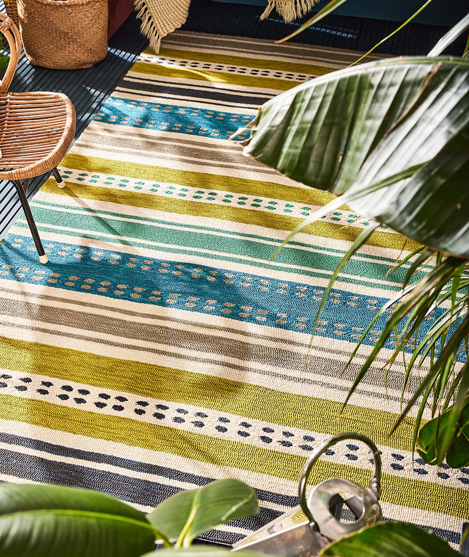 multicolour aztec design indoor/outdoor rug

