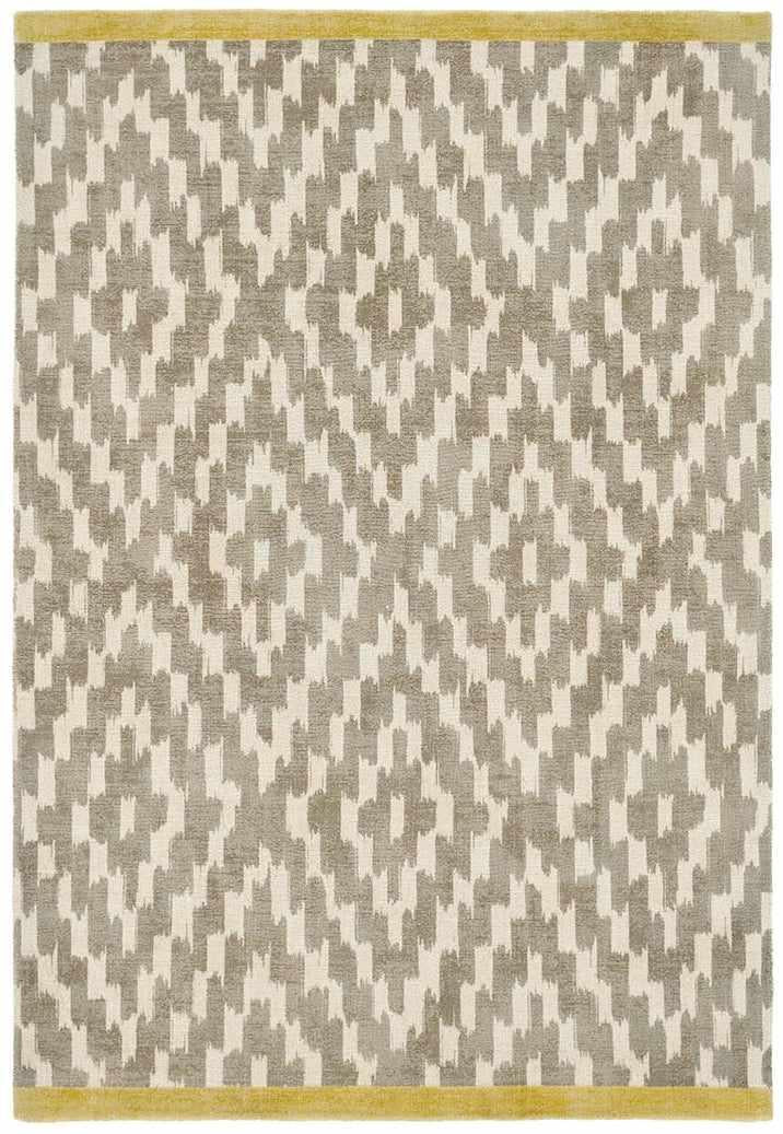 grey wool rug with repeat aztec design
