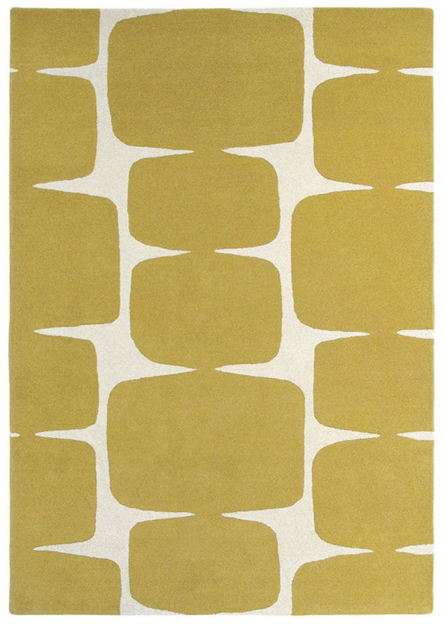Abstract yellow and cream rug