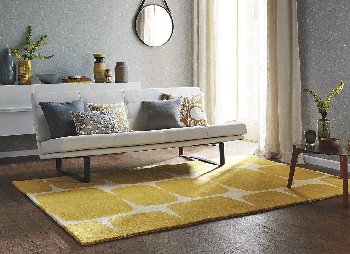 Abstract yellow and cream rug