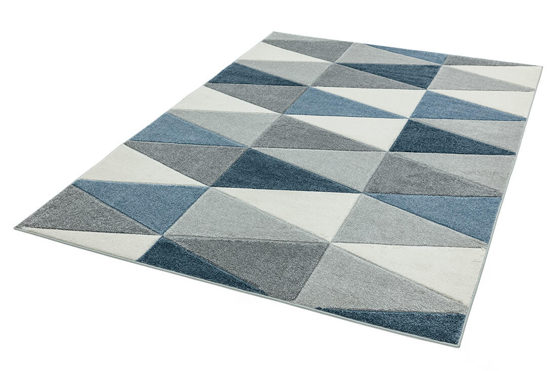 geometric blue and grey rug