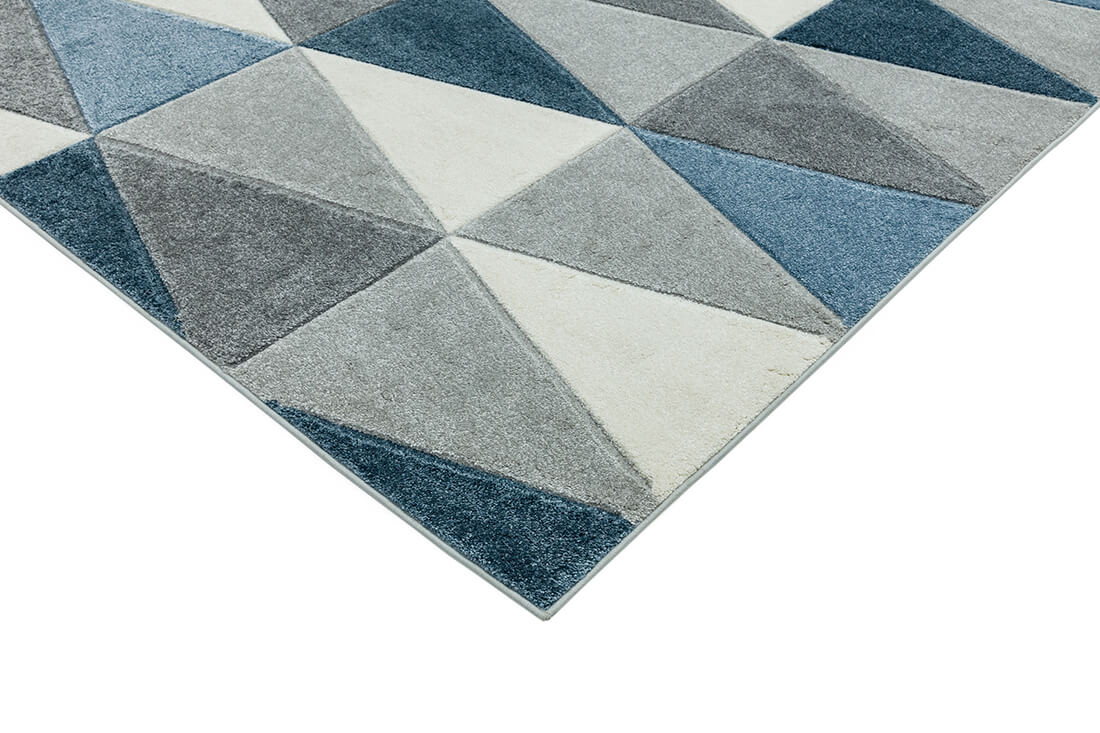 geometric blue and grey rug