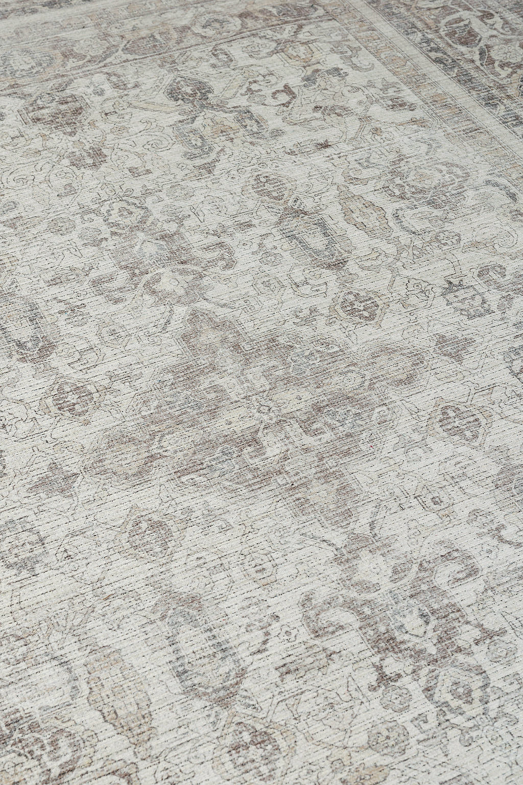 Bordered grey vintage style rug