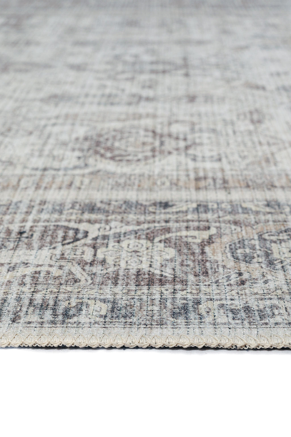Bordered grey vintage style rug
