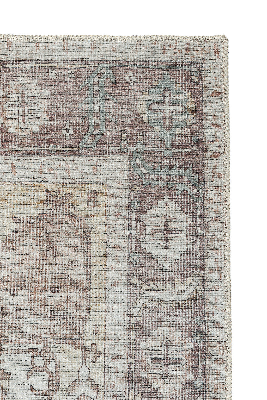 Brown bordered vintage style rug