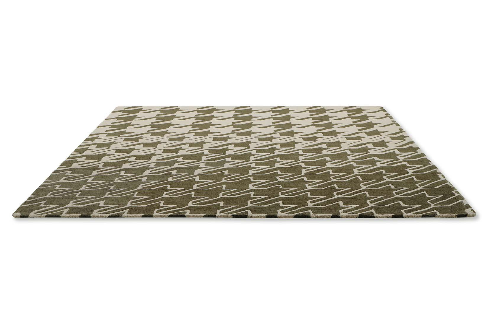 houndstooth wool rug in beige and brown
