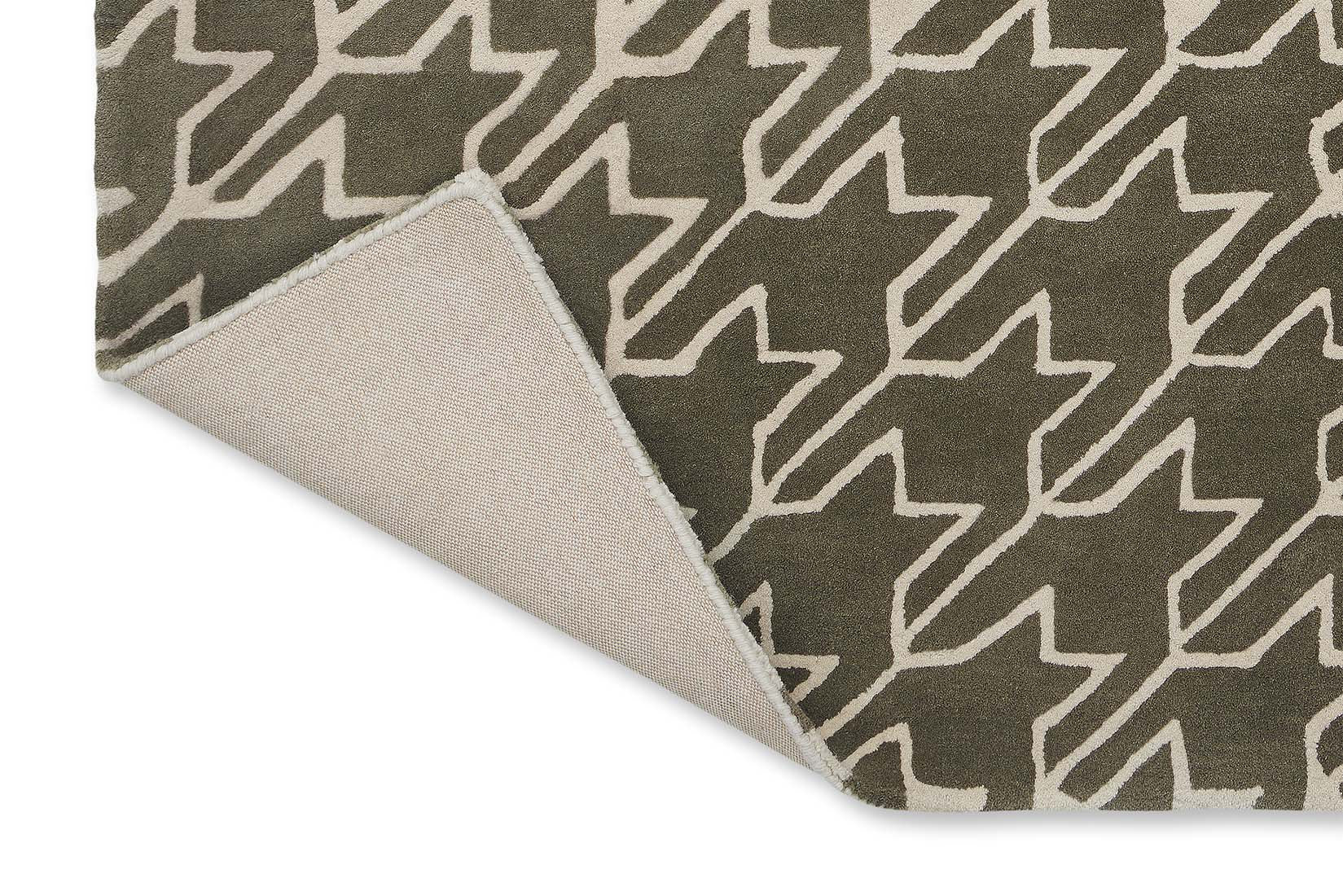 houndstooth wool rug in beige and brown
