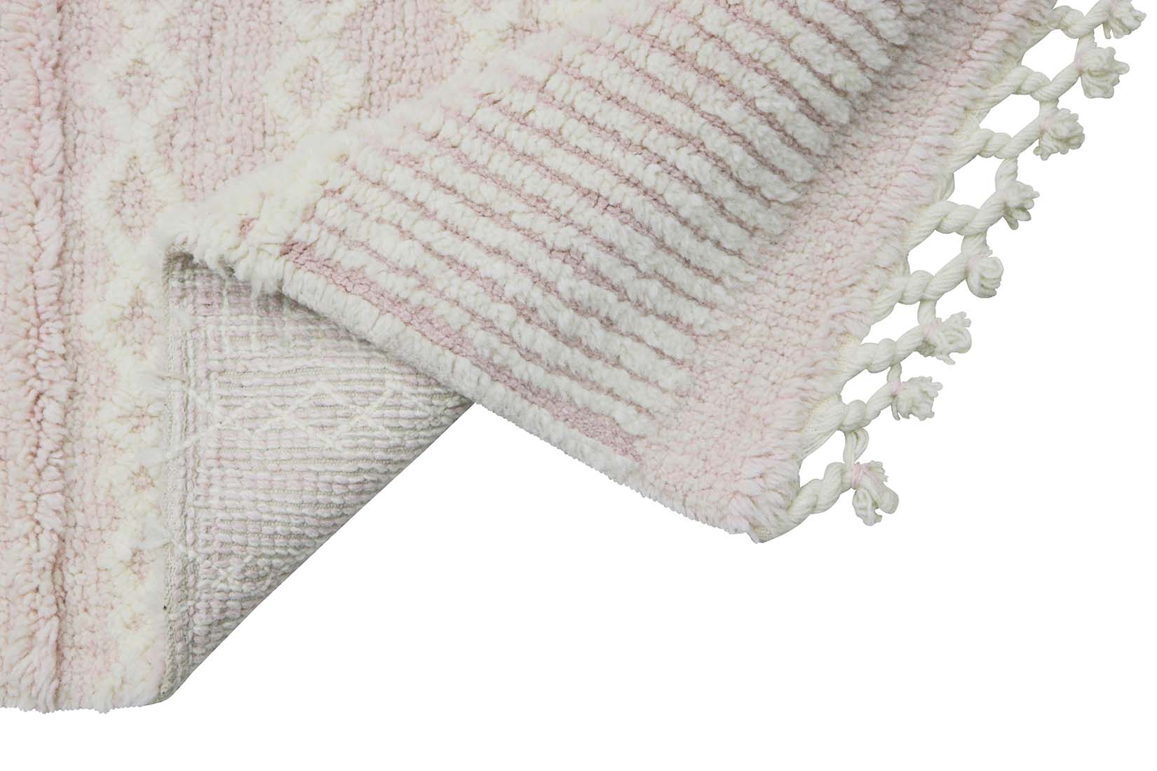 cream and soft pink washable wool kids rug
