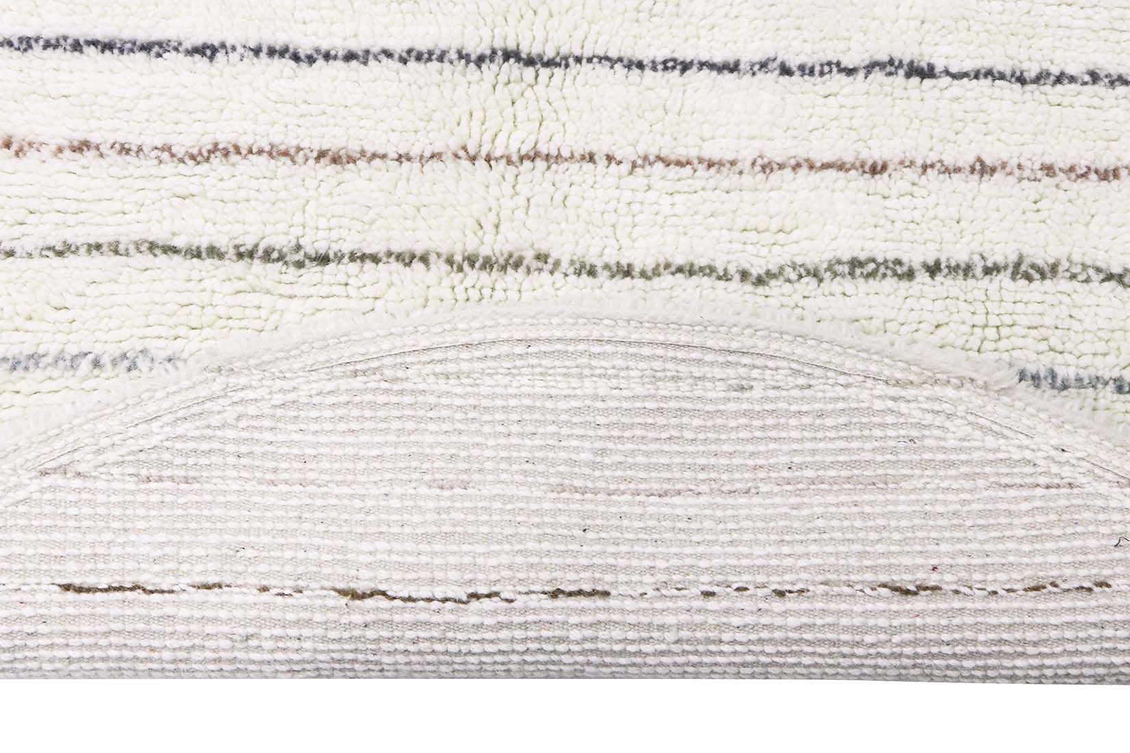 cream striped washable wool kids rug
