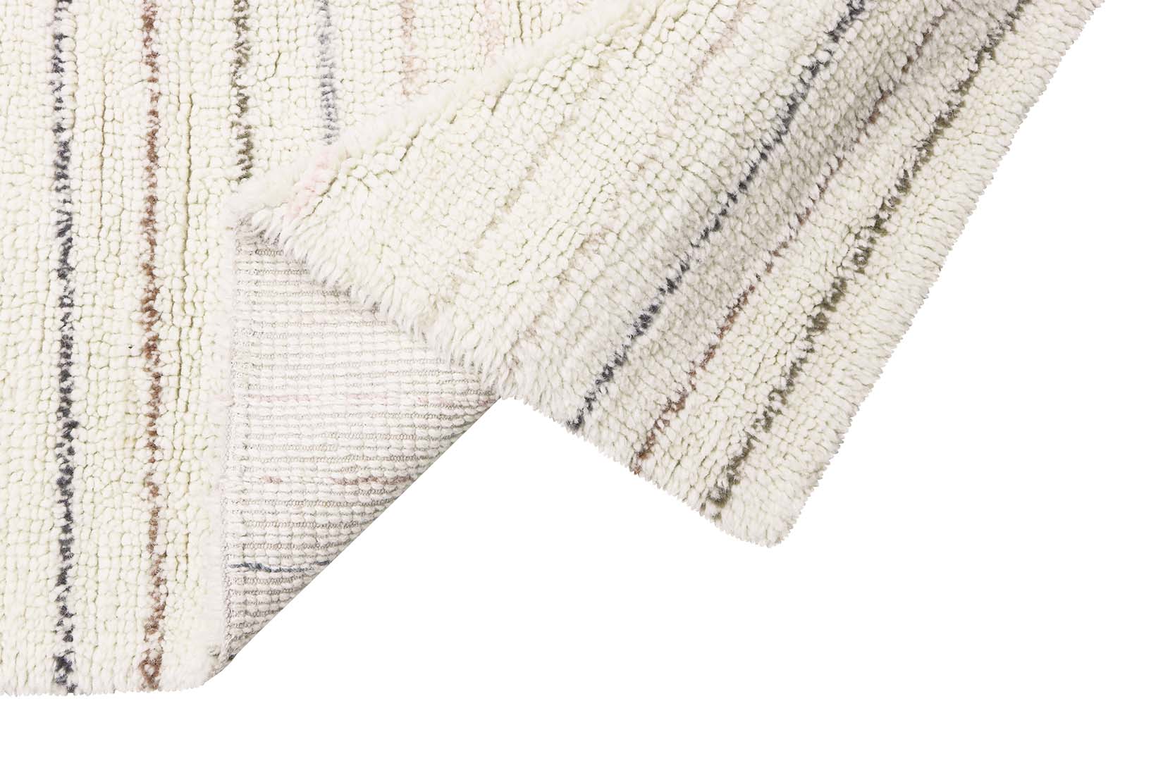 cream striped washable wool kids rug
