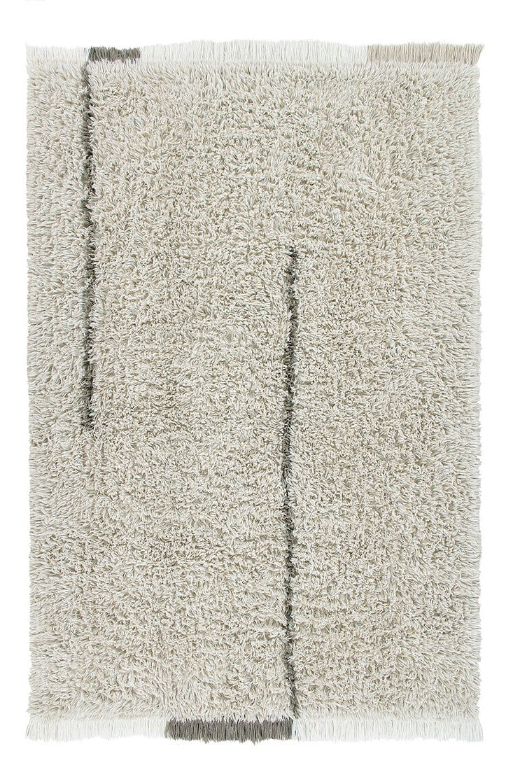 lorena canals washable wool rug with a simple block design in beige