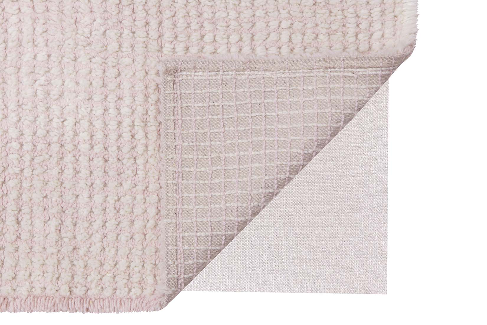 pink and cream washable wool rug

