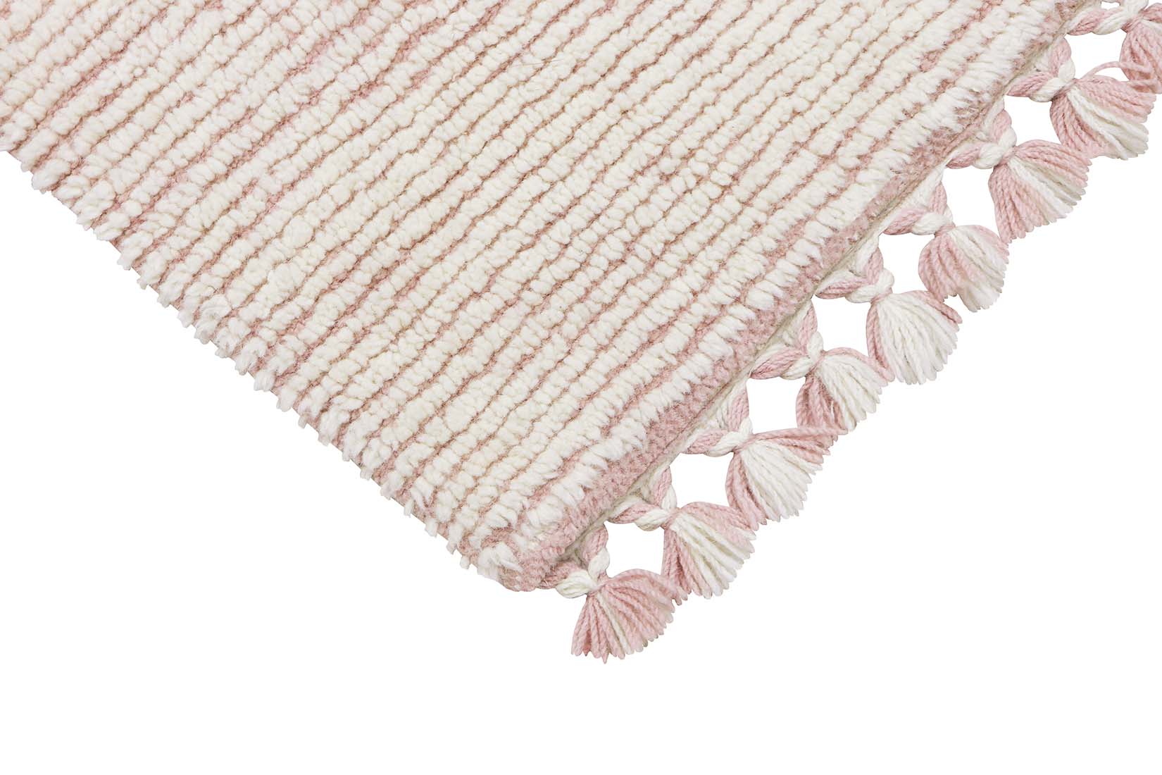 pink and cream textured wool rug
