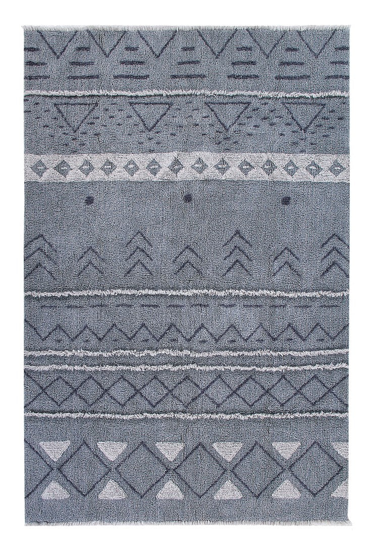 lorena canals washable wool rug with a simple moroccan beni design in blue