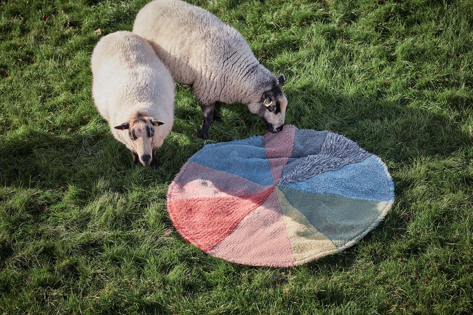artist inspired multicolour wool round rug 
