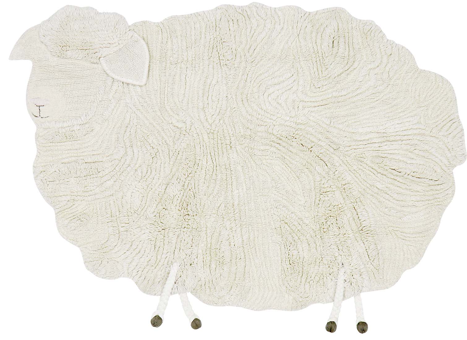 cream sheep shaped wool rug
