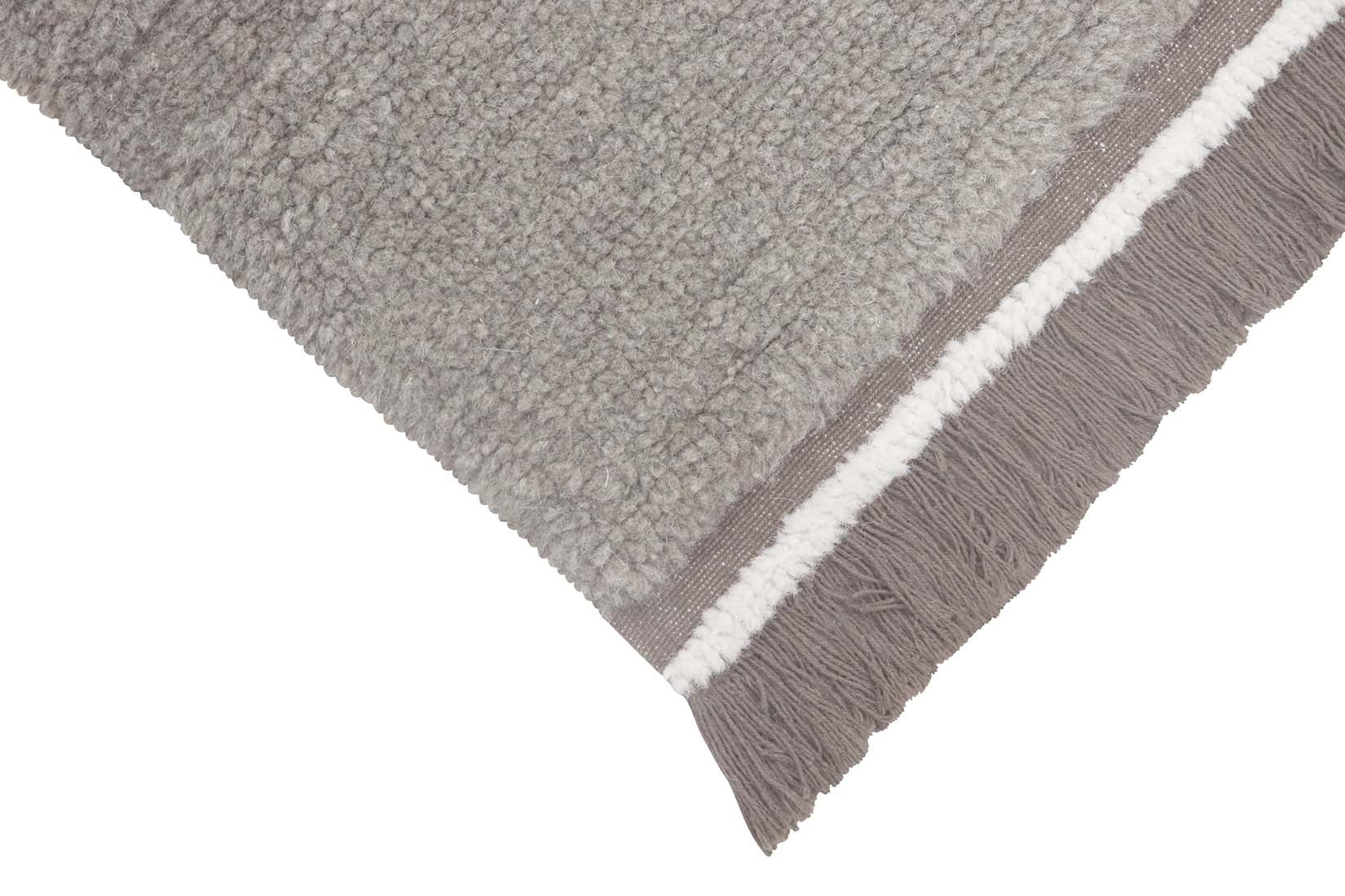 grey washable wool runner with textured detail
