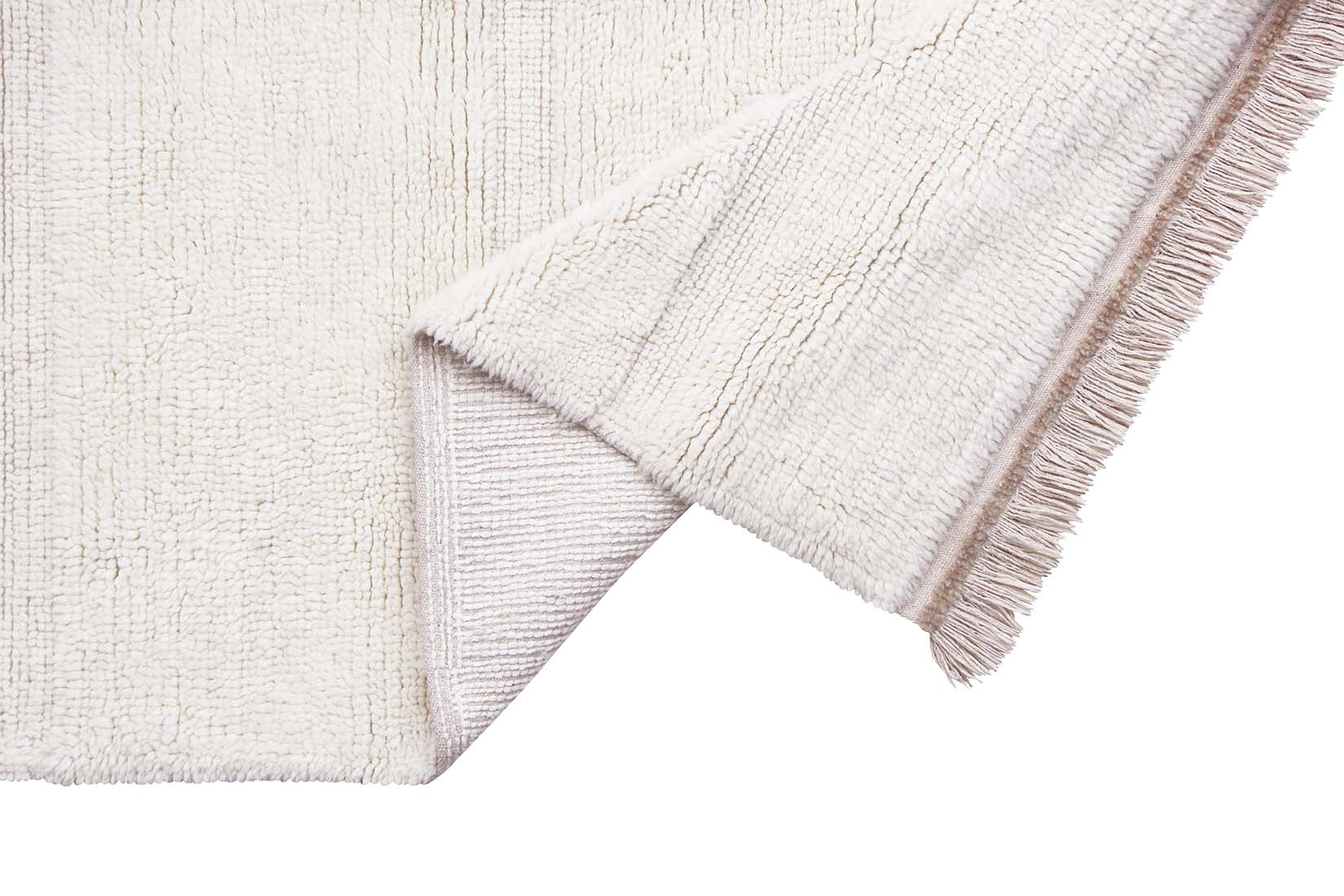 cream washable wool rug with textured detail
