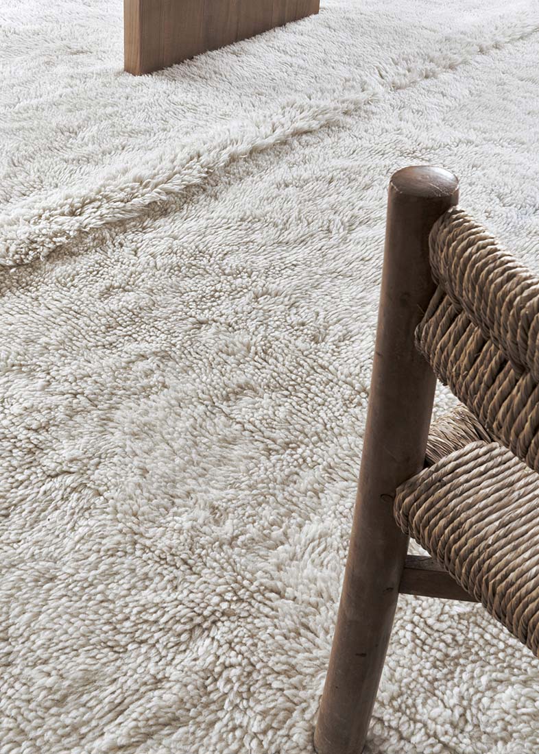 cream washable wool rug with textured detail
