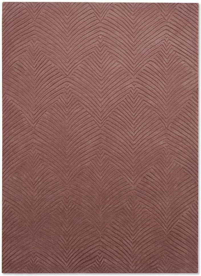 Rectangular mink rug with engraved leaf pattern
