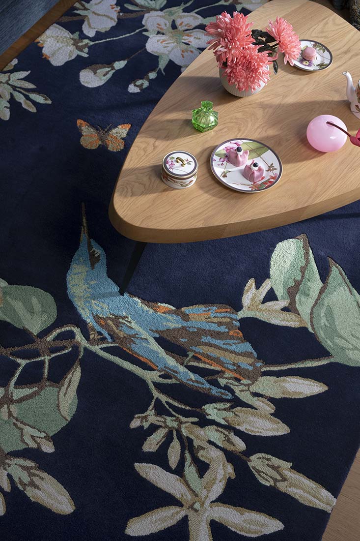 navy floral area rug
