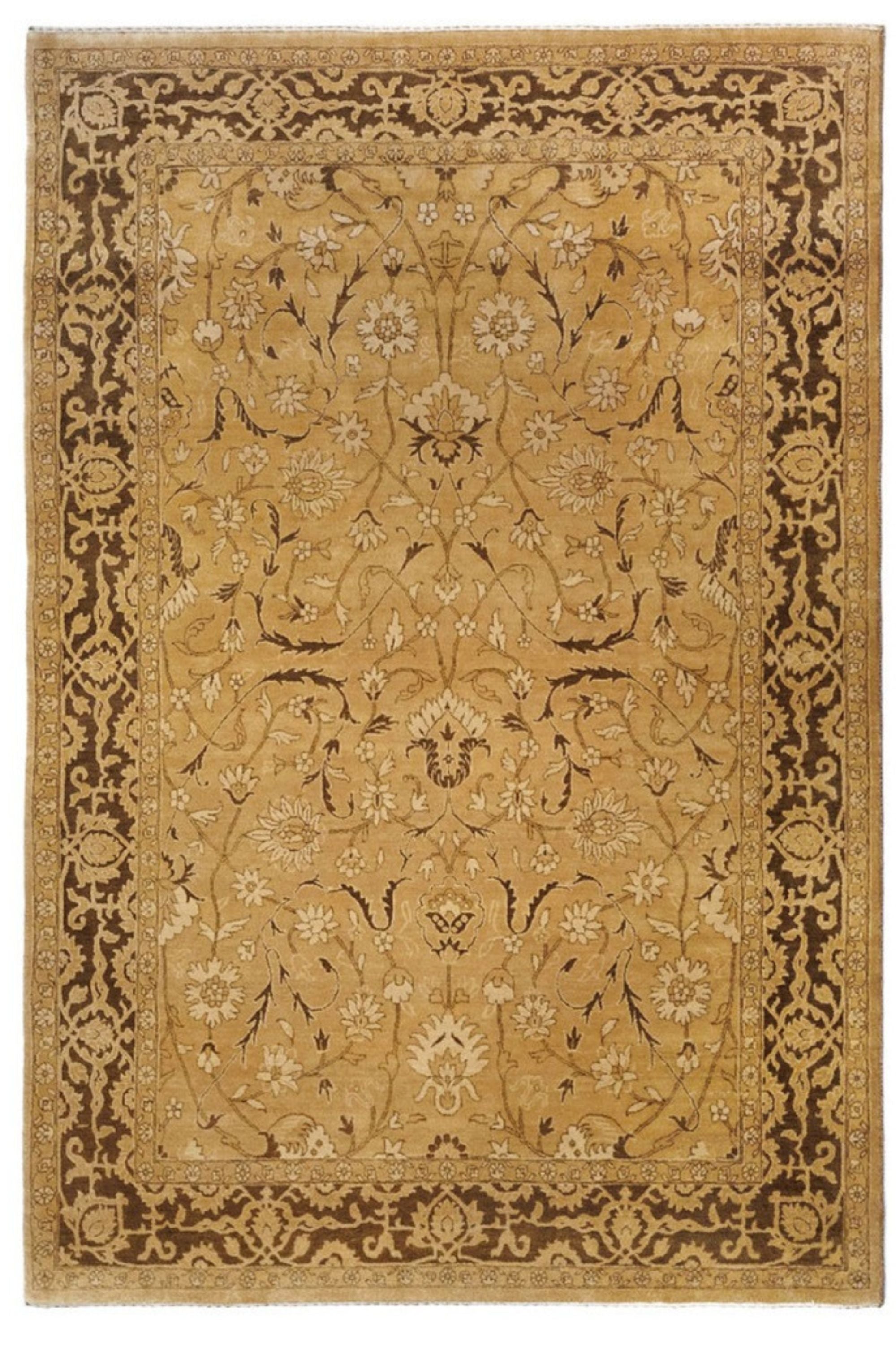 authentic oriental rug with delicate floral pattern in beige